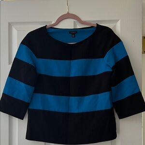 Ann Taylor Black and Blue Striped Blouse